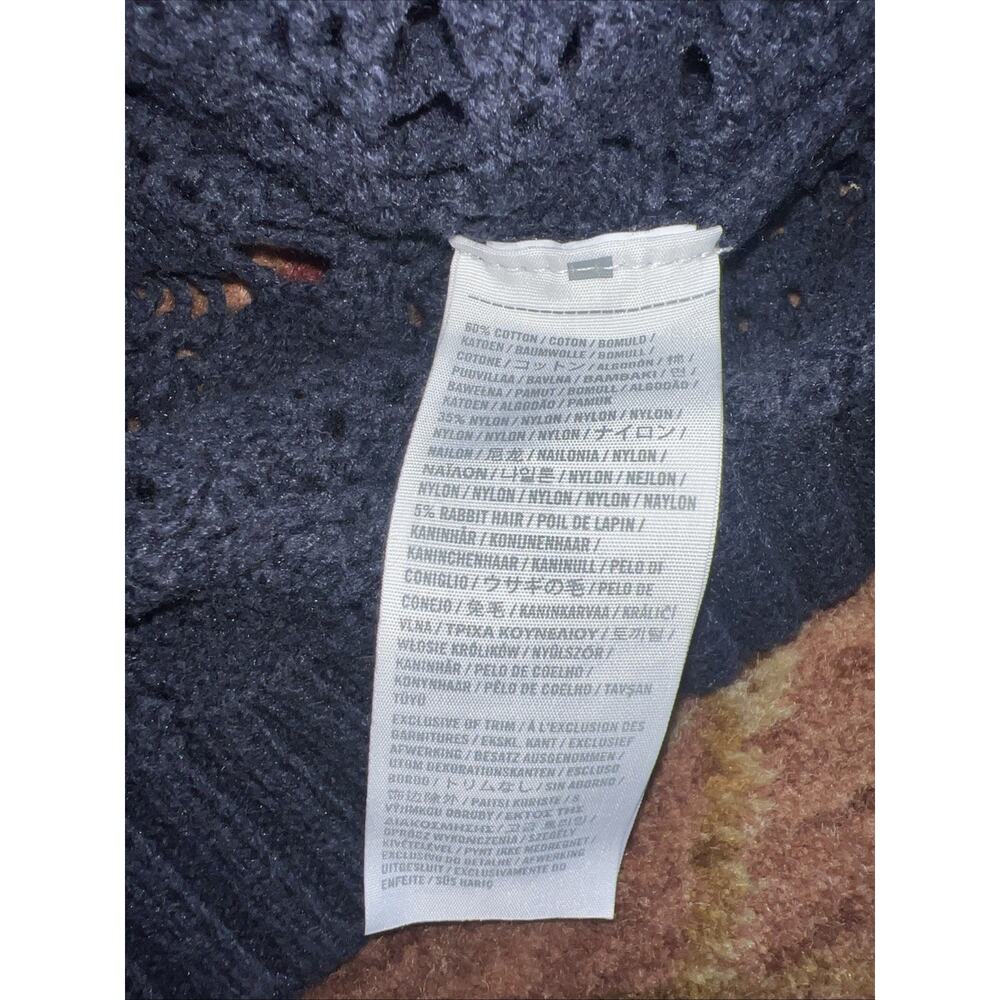 Hollister Navy Crochet Open Knit Button Front Cardigan Sweater M Y2K Coastal - Picture 5 of 9